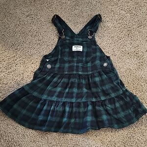 OshKosh B'gosh Green and Blue Checkered Overall Dress
